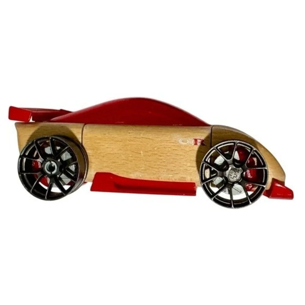 Automoblox Toy Sportscar C9-R Modular Building Block Wood Red Ages 3+ Kids Auto